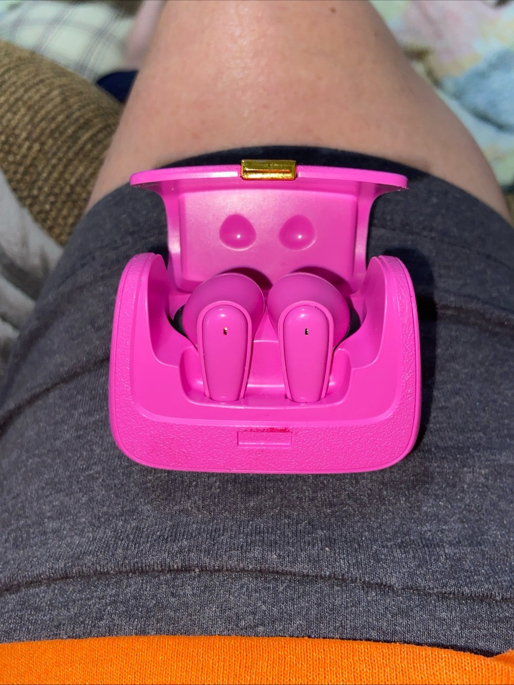 Bright Pink True Wireless Earbuds with Charging Case